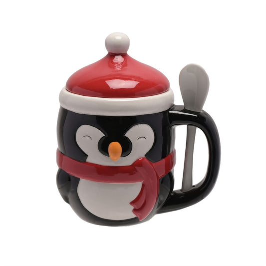 Lidded Penguin Mug with Spoon