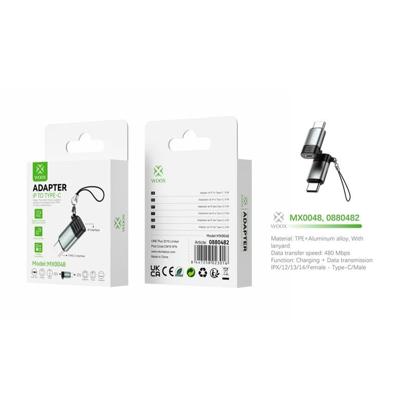 Woox Lightning/F to Type-C/M Plug & Play Adapter for Charging & Data Transfer