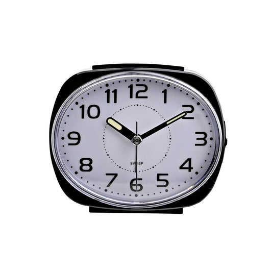 WIDDOP ALARM CLOCK OVAL WITH LUMINOUS HANDS BLACK CASE