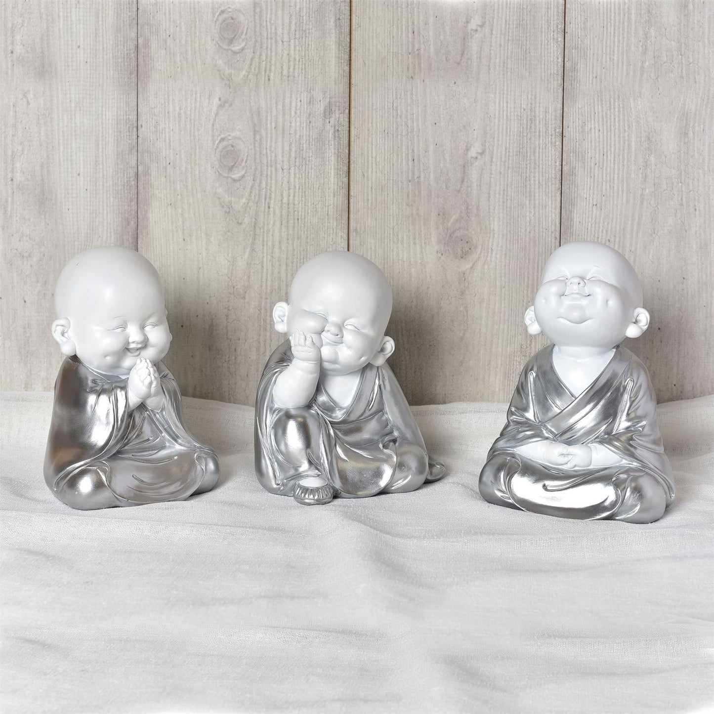 Hestia White & Silver Buddha - Hand on Chin