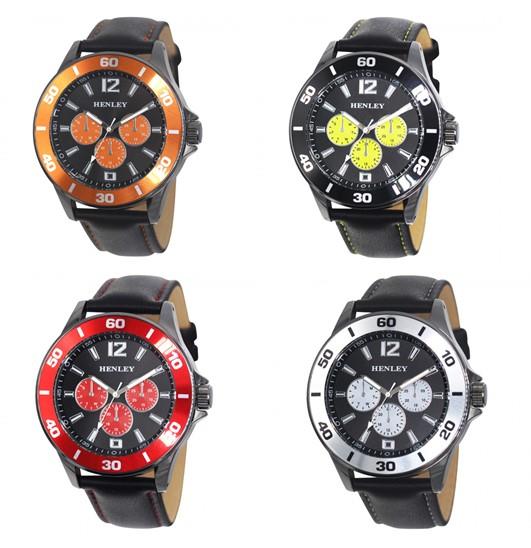 Henley Mens Sports Coloured Stitch Multi Eye Watch H03014 Available Multiple Colour