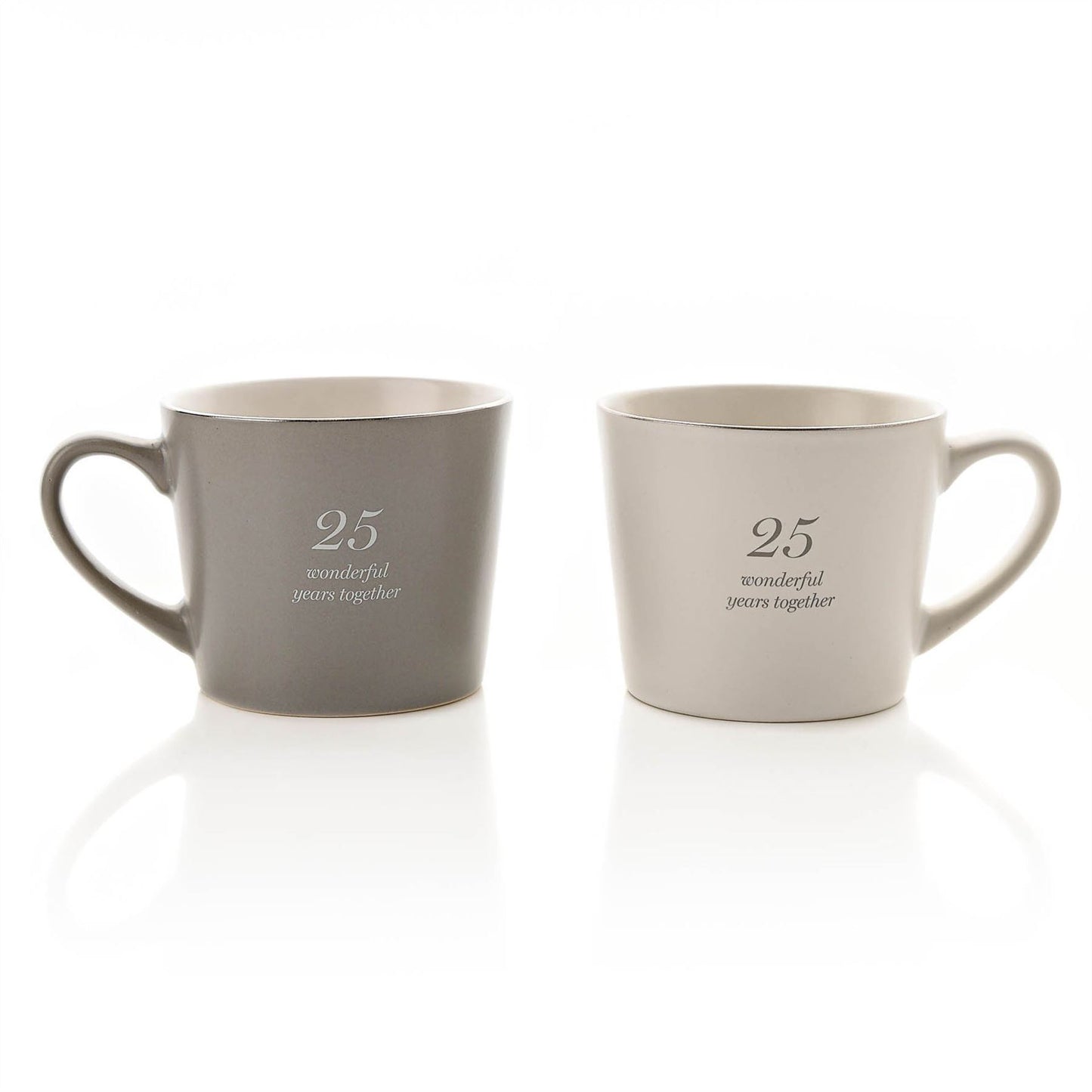 Amore Set of 2 Grey & White Mugs - 25th Anniversary (MINIMUM ORDER QUANTITY 2)