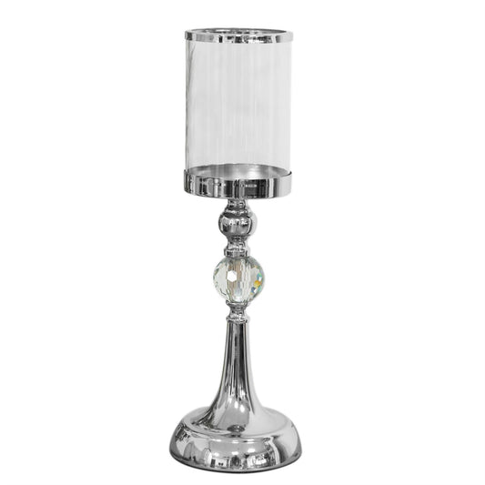 Hestia Chrome Finish and Glass Candle Holder 41cm