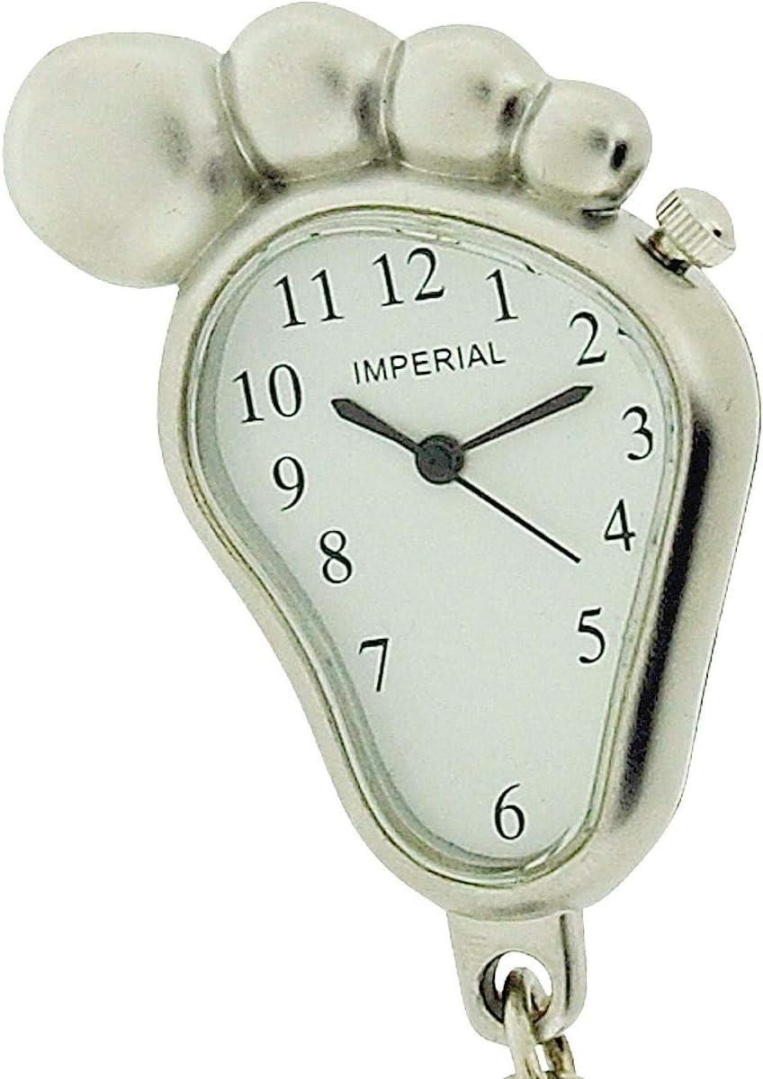 Imperial Key Chain Clock Big Foot Silver IMP707- CLEARANCE NEEDS RE-BATTERY