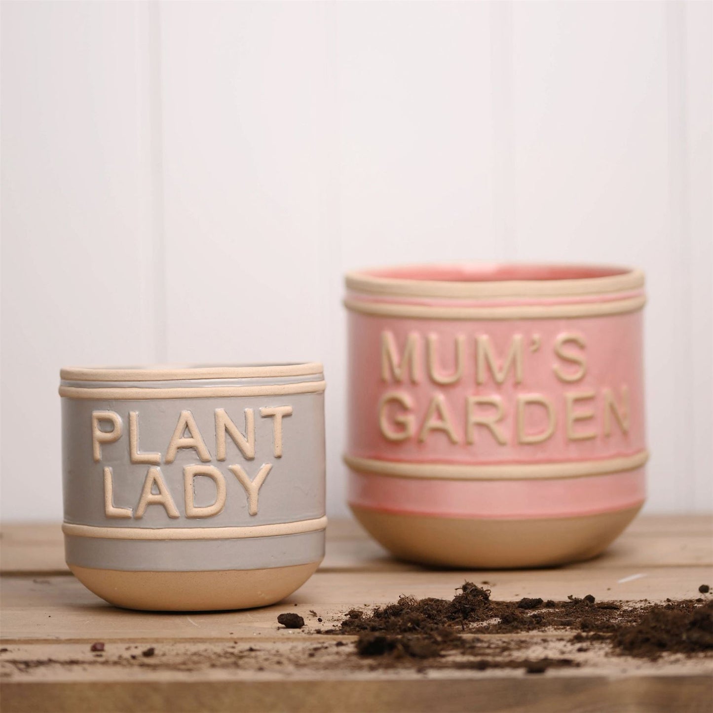 Country Living Set of 2 Ceramic Planters Mum's Garden & Plant Lady