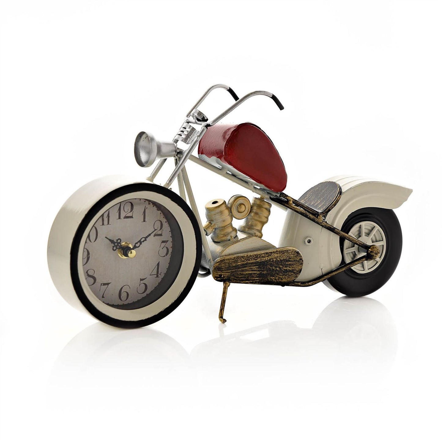 Hometime Mantel Clock - Red & White Motorcycle