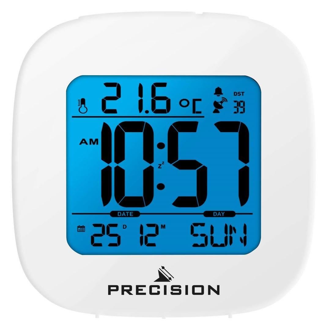 Precision Radio Controlled Digital Alarm Clock in White AP058