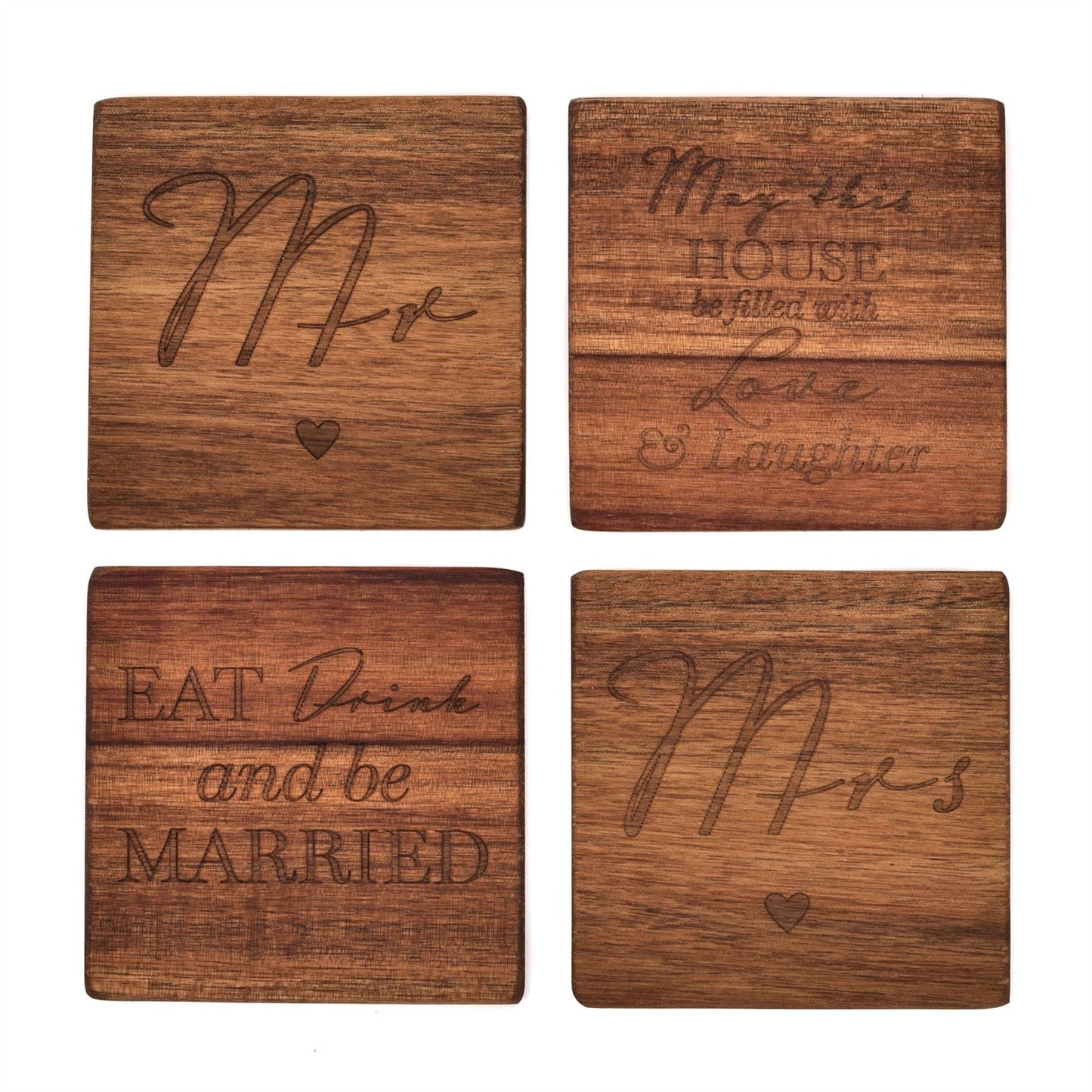 Amore 4pc Wooden Coaster Set