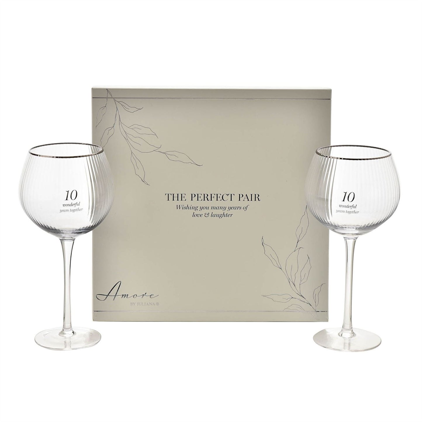 Amore Set of 2 Gin Glasses - 10th Anniversary