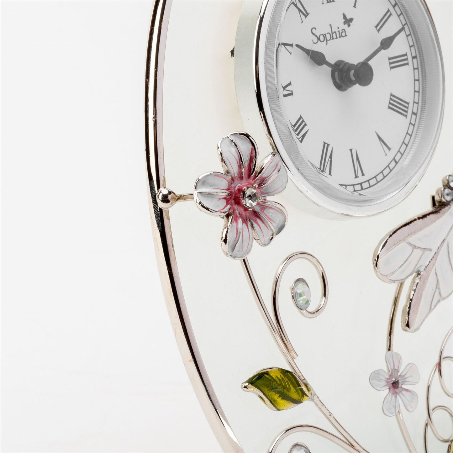 Wm.Widdop Glass Oval Crystals Mantel Clock Available Multiple Design
