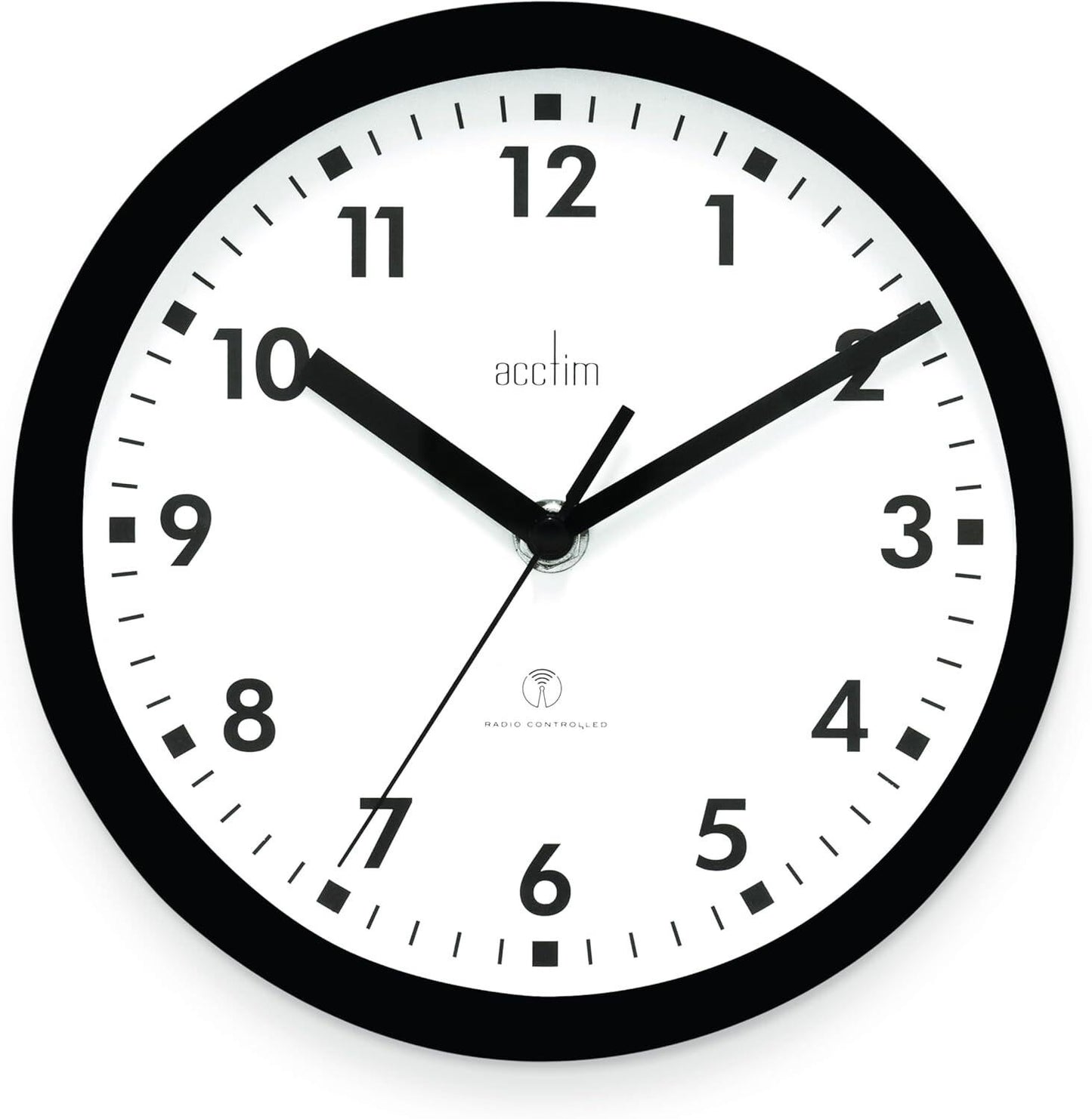 Acctim Nardo 20cm Radio Controlled Black Wall Clock 74663