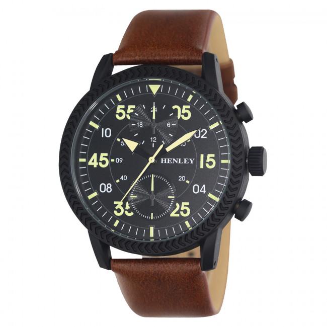 Henley Mens Bold Textured sports Leather Strap Watch H02212 Available Multiple Colour