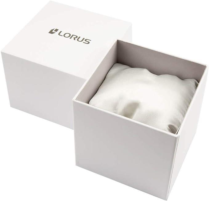 Lorus Mens Basic Date White ‘Moon’Dial Black Leather strap Watch RH937QX9