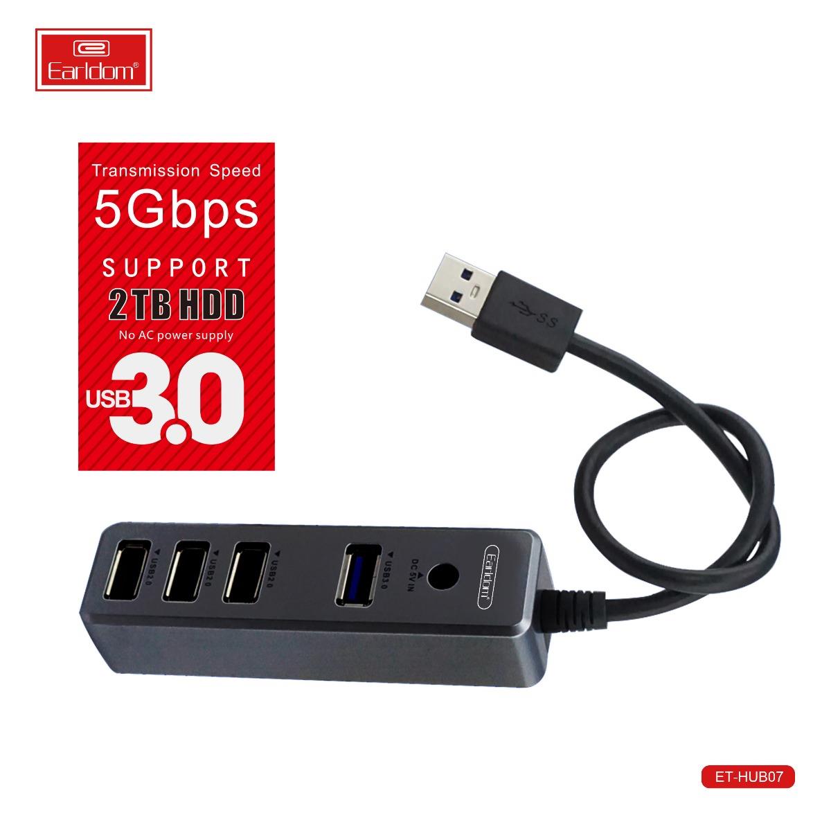 EARLDOM USB-HUB 3.0, 4-USB, 5GB Transmission Speed