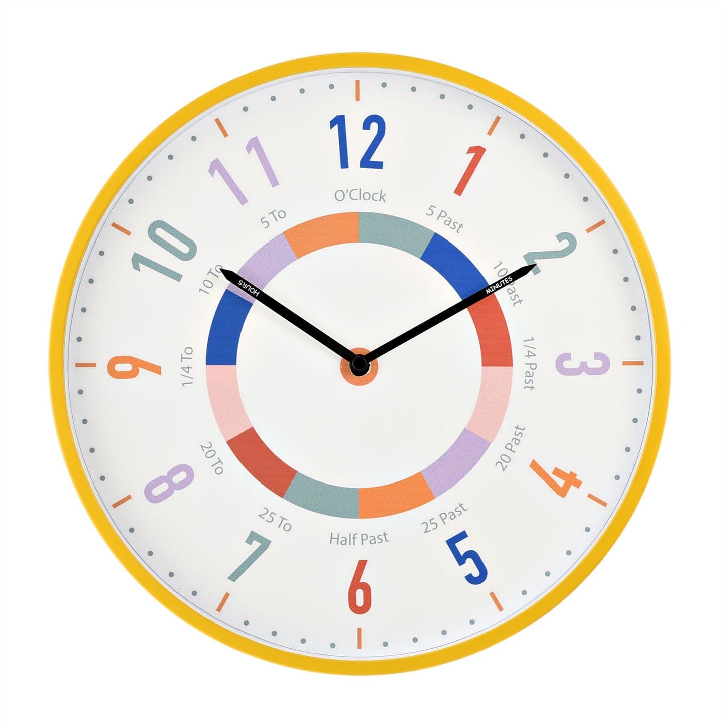 Hometime Childrens Tell The Time Wall Clock - Ochre 30cm