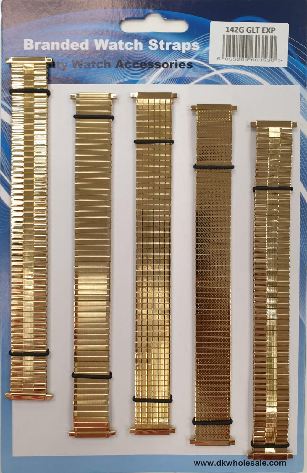 Mens & Ladies Metal Gilt Expandable Watch Straps 5Pk