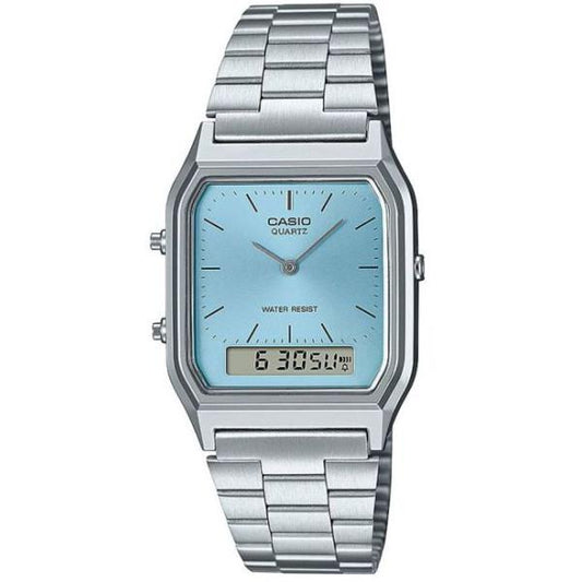 Casio Mens/Ladies Casio General Blue Dial Silver Stainless Steel Strap Watch AQ-230A-2A1MQYDF