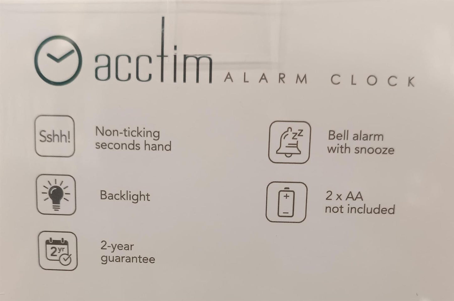 Acctim Parker Non-Ticking Sweep Loud Bell Alarm Clock 1646 Available Multiple Colour