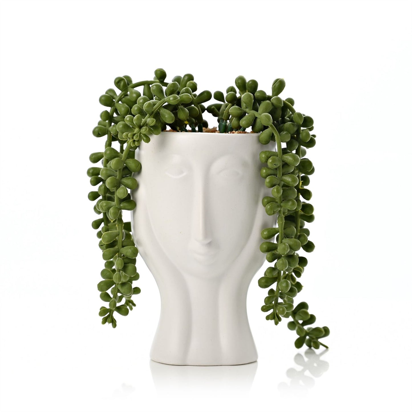 Face Planters with Faux Plant 16cm