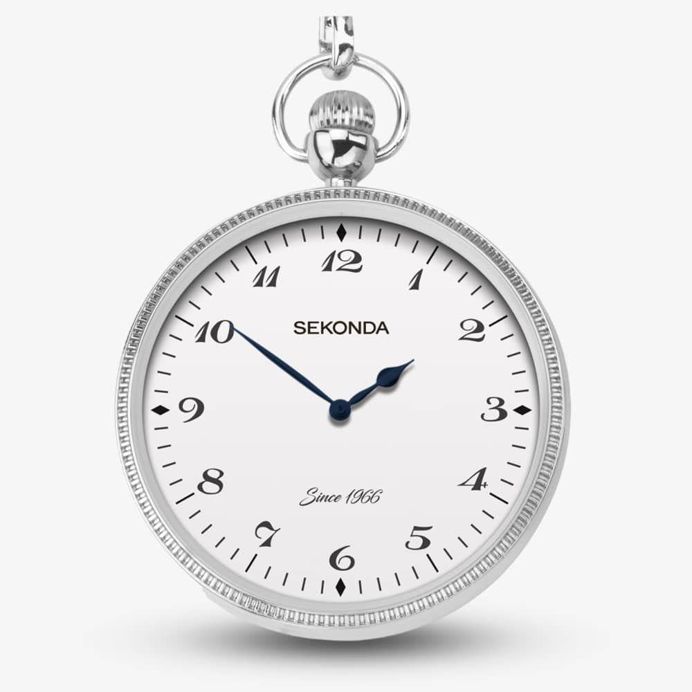 Sekonda Classic Silver & Brass Chain Pocket Watch 1792