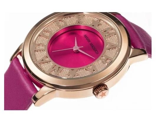 Mark Maddox Ladies Fashion Quartz Pink & Rosegold Tone Dial with Pink Leather Strap Watch - CLEARANCE NEEDS RE-BATTERY