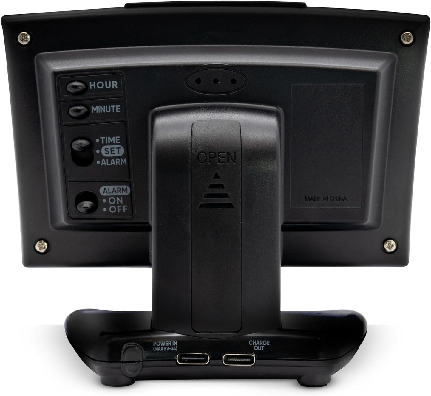 Acctim Jenson LED Digital in Black with USB-C Smart Connector Blue 0.9'' Display Alarm Clock