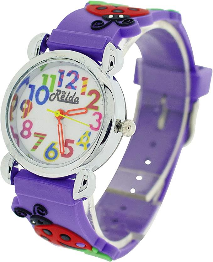 Relda Children's Big Number Analog Silicone Strap Girl's Watch REL10 Available Multiple Colour