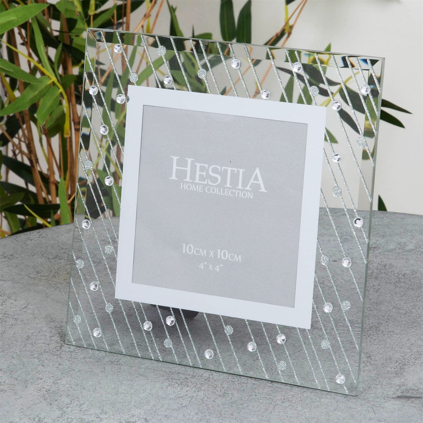 Hestia Mirror Glass Raindrop Design Frame 4" x 4"