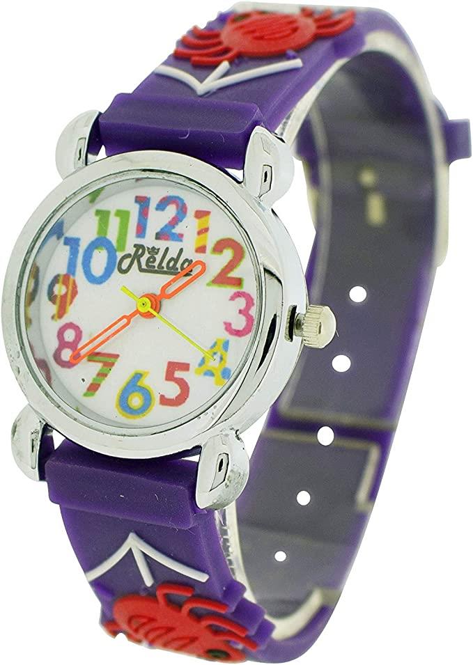 Relda Children's Big Number Analog Silicone Strap Girl's Watch REL10 Available Multiple Colour