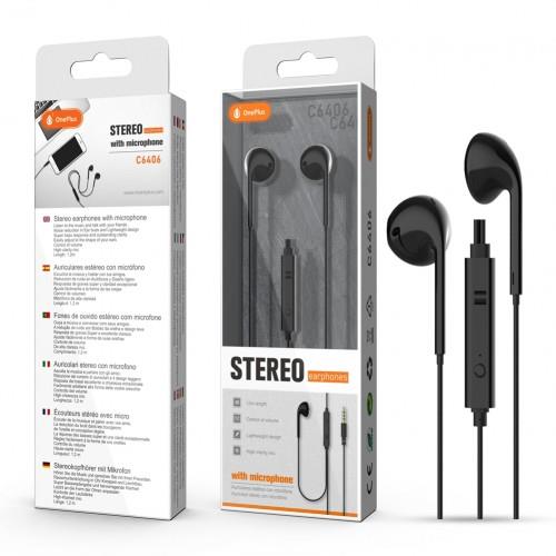 Wired Earphone with Mic Ecotu, Multifunction Button & Volume control, 1.2M, Black