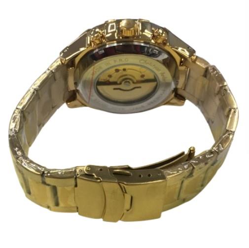 Christyan Arden Mens Fashion Dated Dial Analogue Gold/White Metal Bracelet Strap Watch