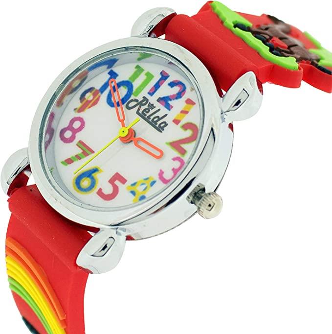 Relda Children's Big Number Analog Silicone Strap Girl's Watch REL10 Available Multiple Colour