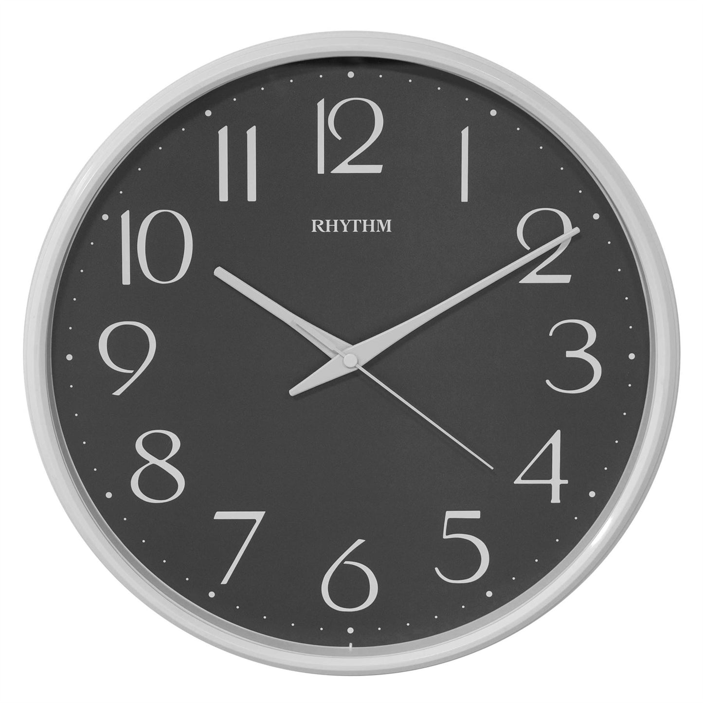 Rhythm Round Wall Clock Black Dial Silky Movement 30cm