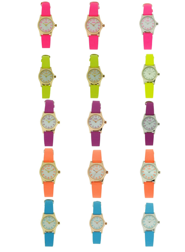 Reflex Girls Ladies White Dial Leather Strap Available Multiple Colour Strap Watch 1013