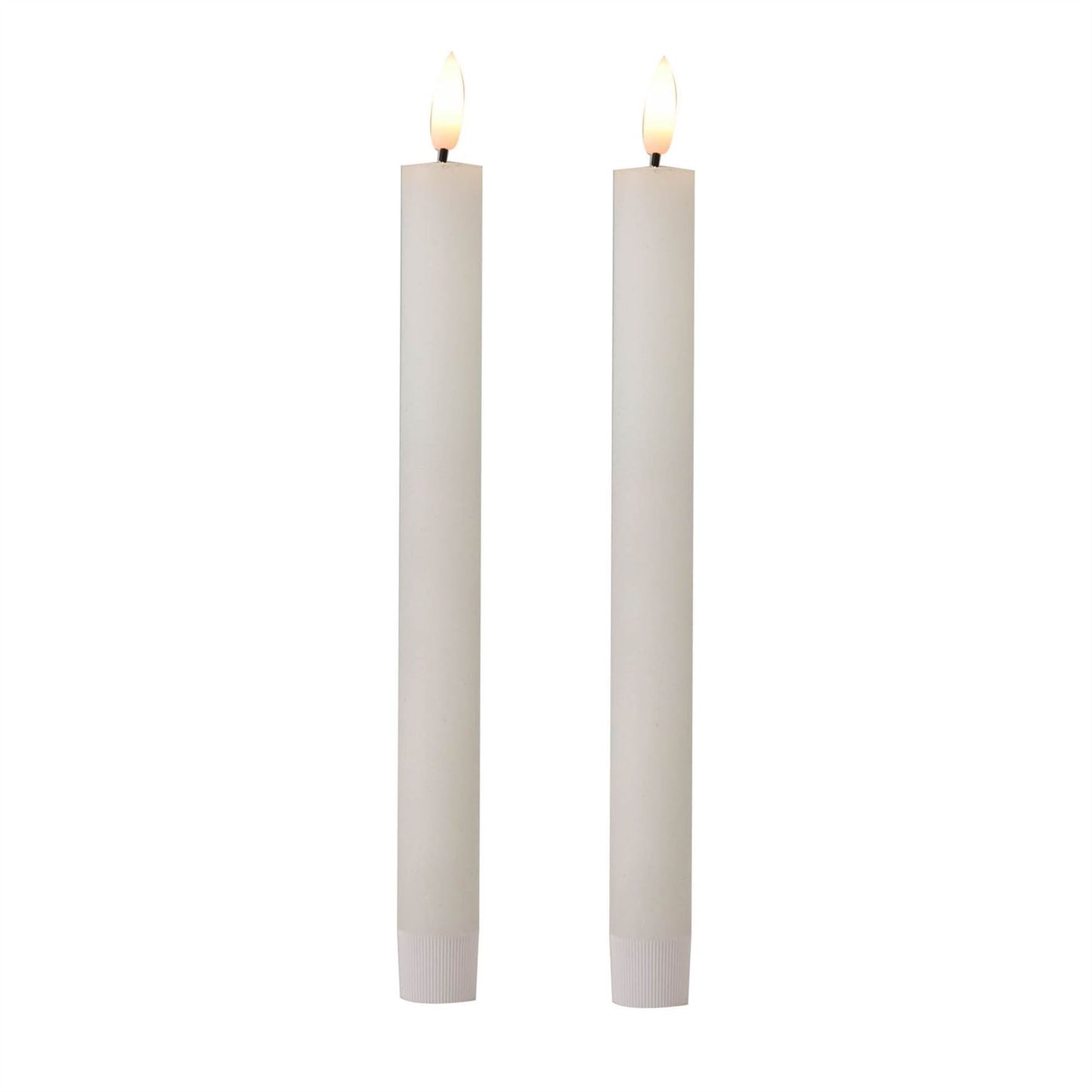 Set of 2 LED Wax Taper Candles White 24cm