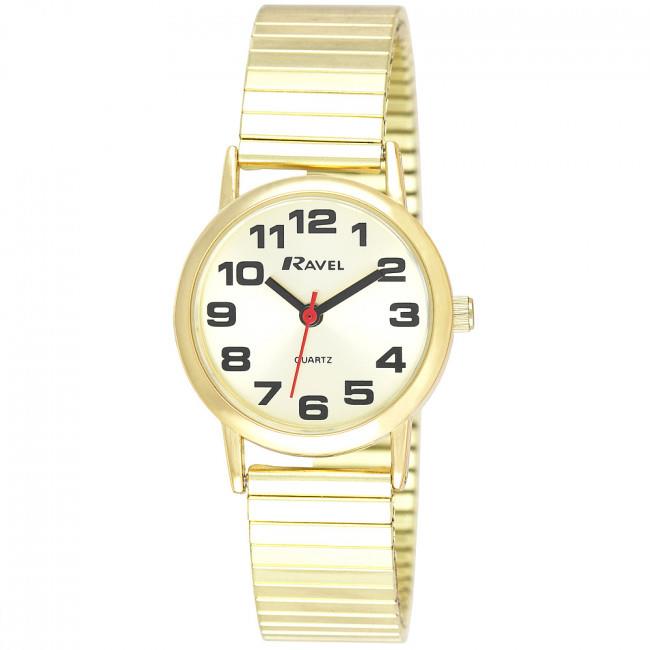 Ravel Ladies Classic Bold Easy Read Expander Bracelet Watch R0208L