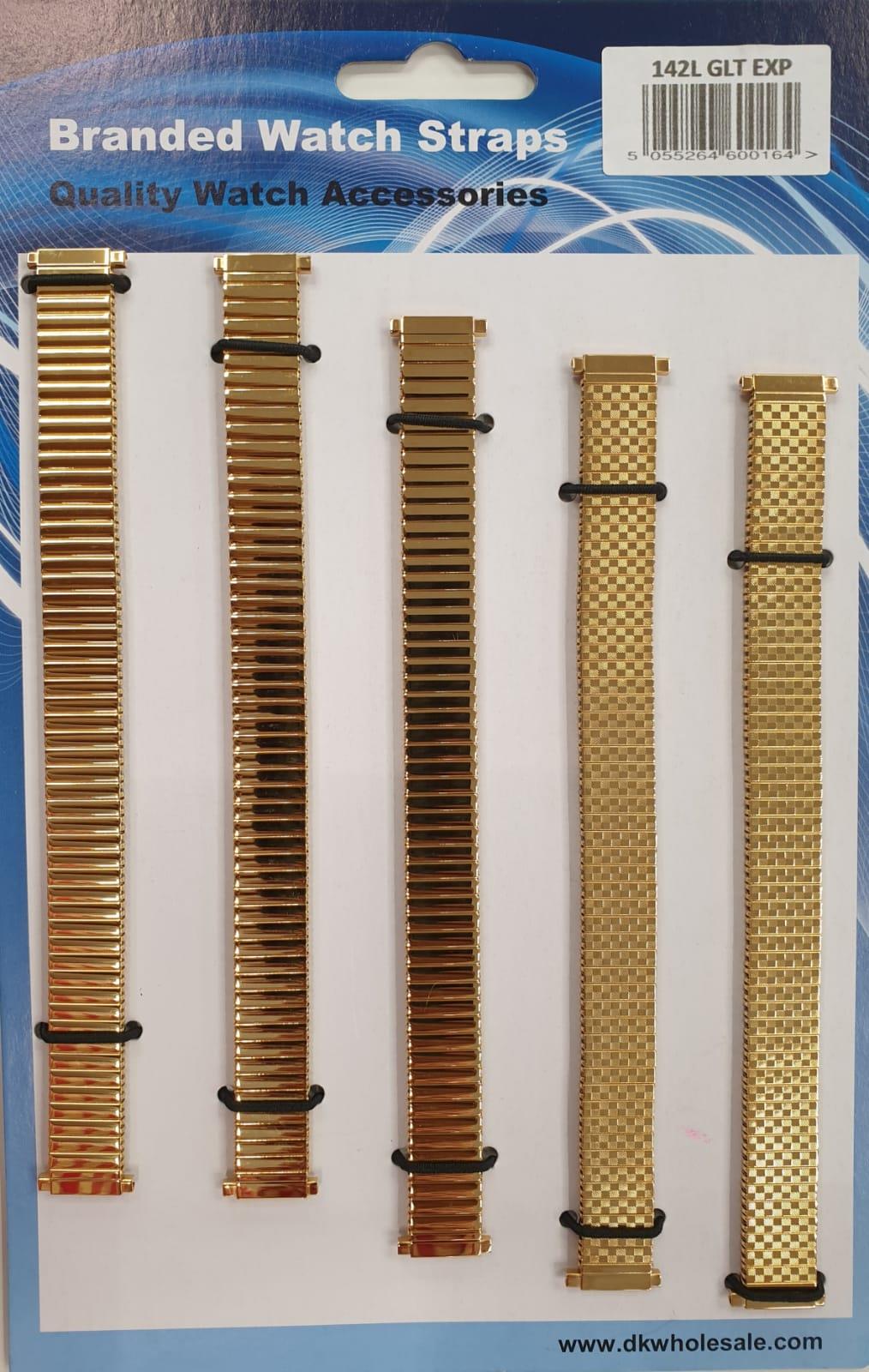 Mens & Ladies Metal Gilt Expandable Watch Straps 5Pk