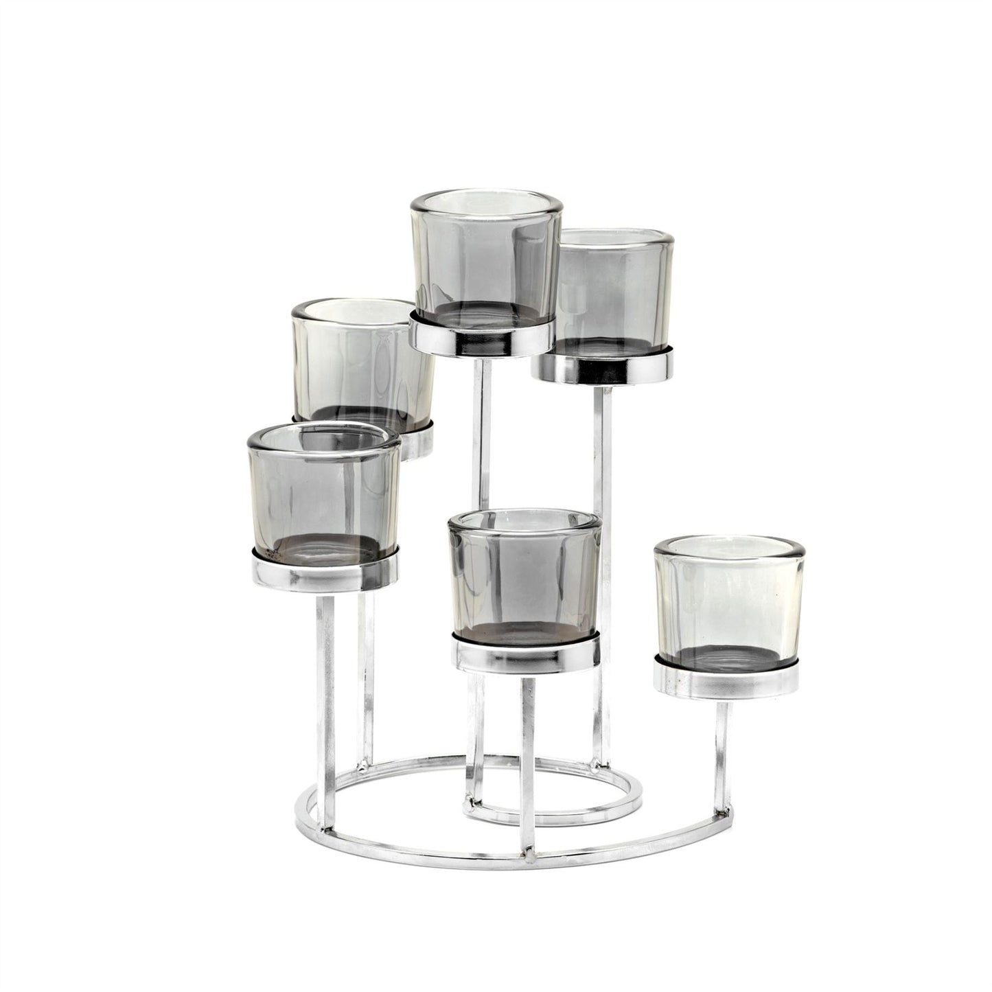 Hestia Smoke Glass Candle Holder 6 Glass Cups