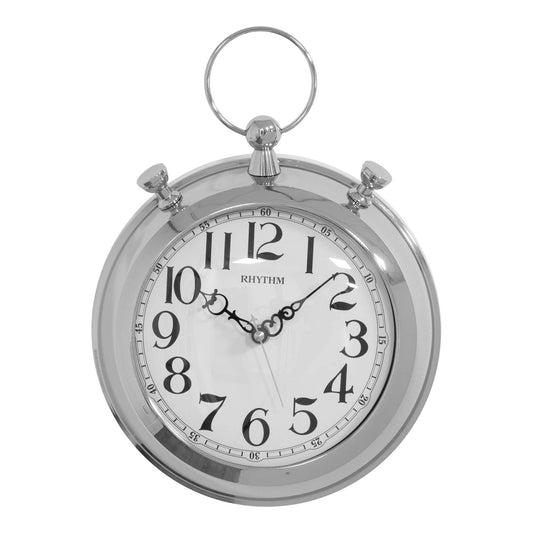 Rhythm Metal Stopwatch Style Wall Clock Silent Movement