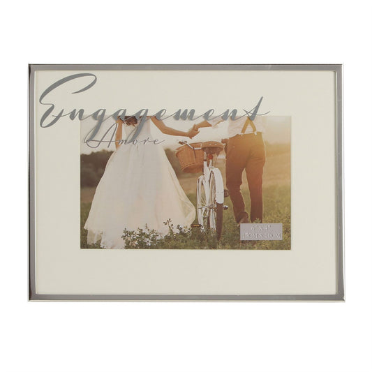 Amore Silverplated Frame Mirror Script 6" x 4" Engagement (MINIMUM ORDER QUANTITY 2)