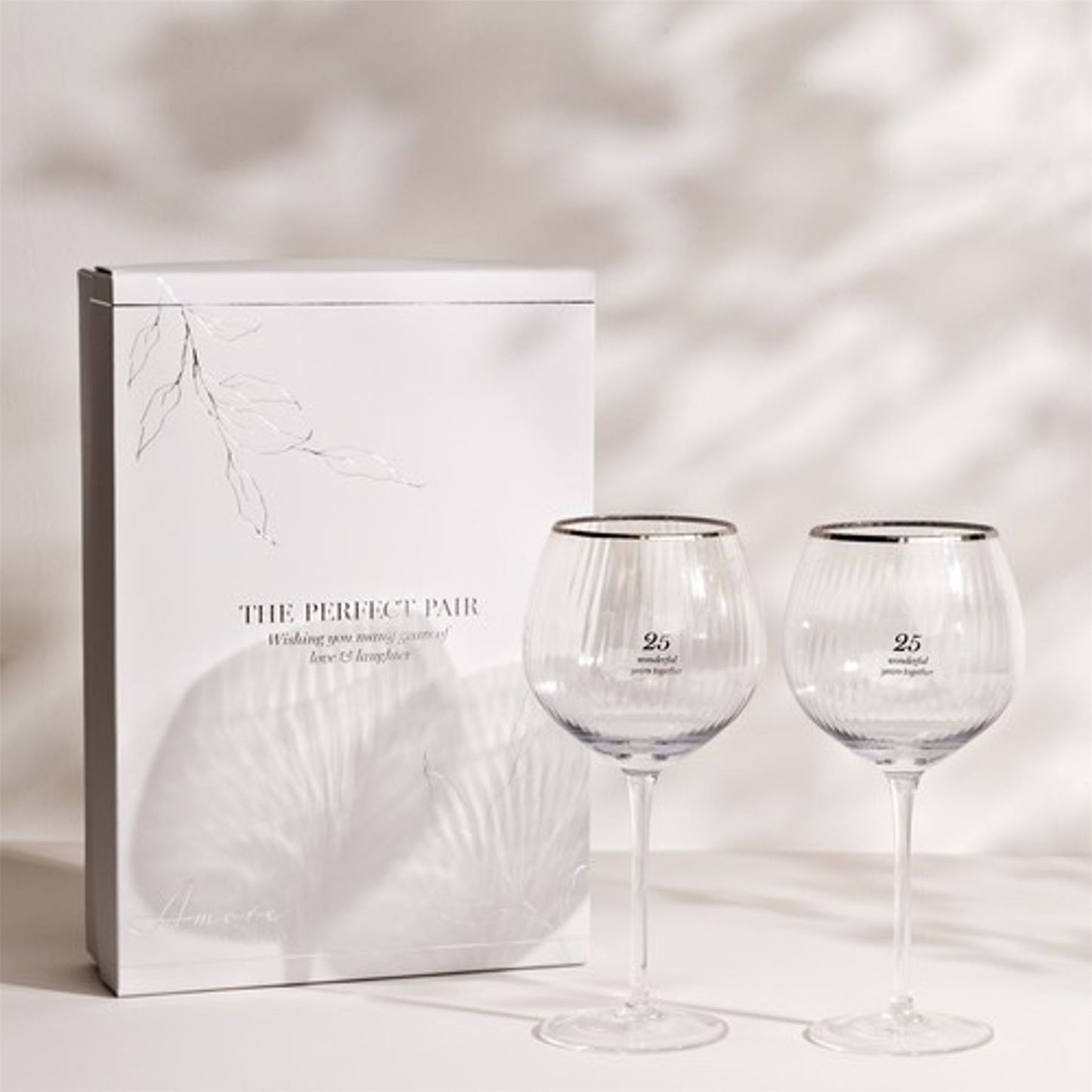 Amore Set of 2 Gin Glasses - 25th Anniversary