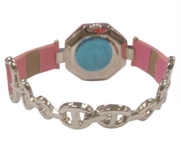 Zaza London Ladies Fashion Octagonal Pink Dial & Pink & Silver Bracelet Strap Watch - CLEARANCE NEEDS RE-BATTERY