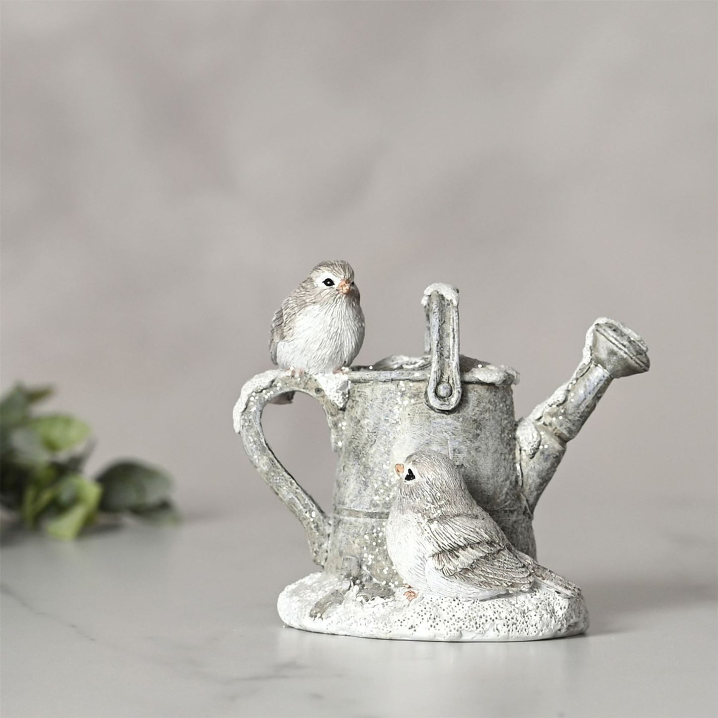 2 Robins Figurine on a Watering Can