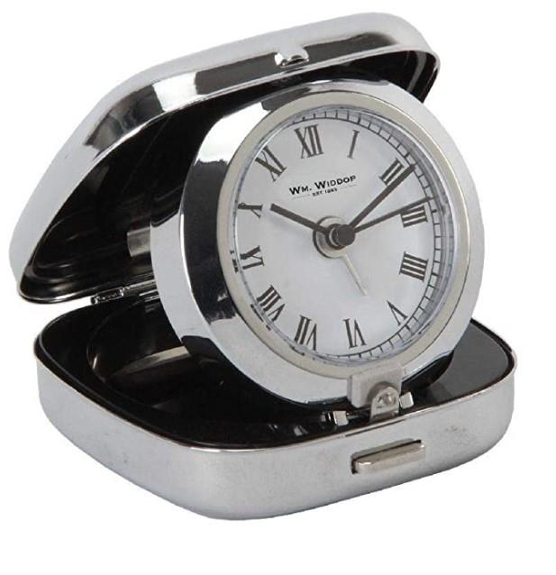 Wm Widdop Metal Fold up Roman White Dial Alarm Clock