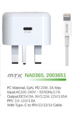 M.TK NA0363 Type-C 20W PD Wall Charger without Cable, 5V 3A, White Woox