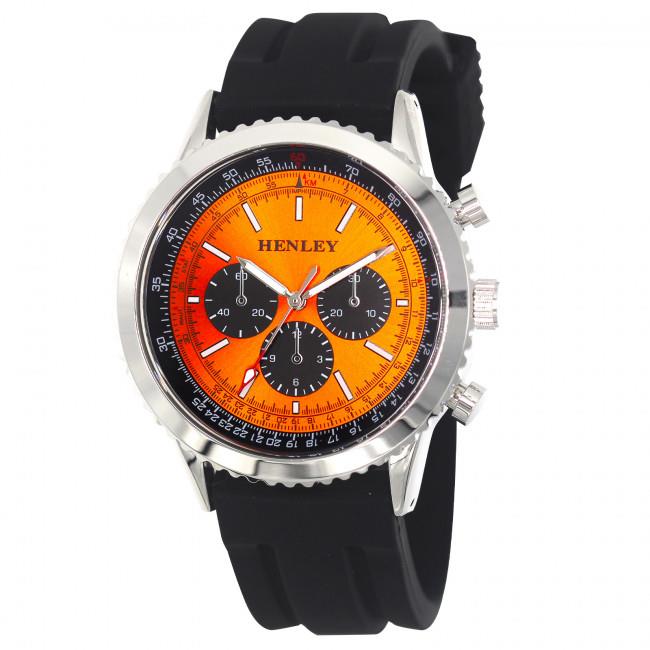 Henley Mens Multi Eye Dial With Sports Large Black Silicone Strap Watch H02220 Available Multiple Colour