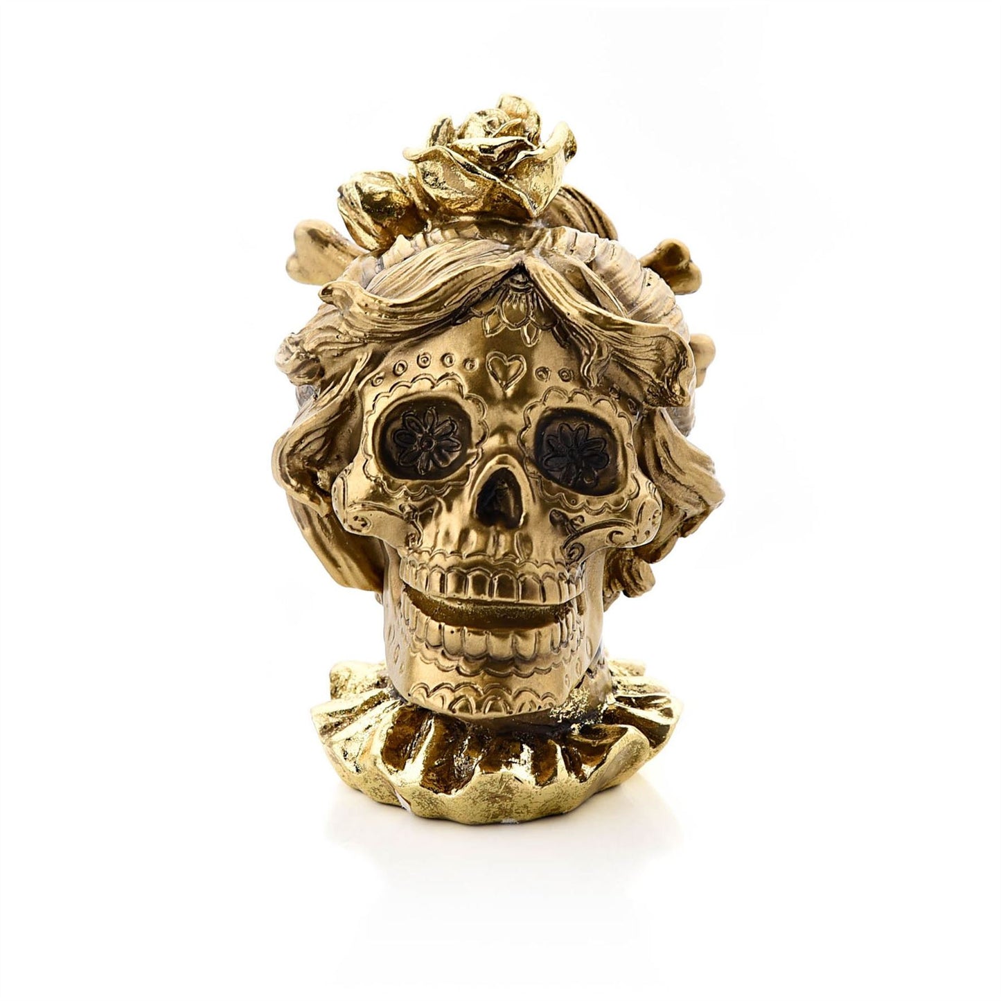 Gold Skull Resin Figurine