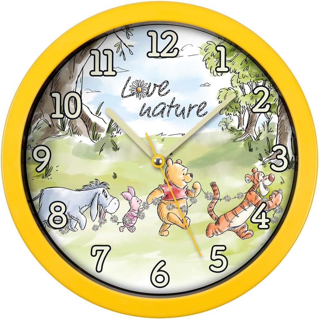 Disney Winnie The Pooh Childrens Yellow Wall Clock WP3014 25CM