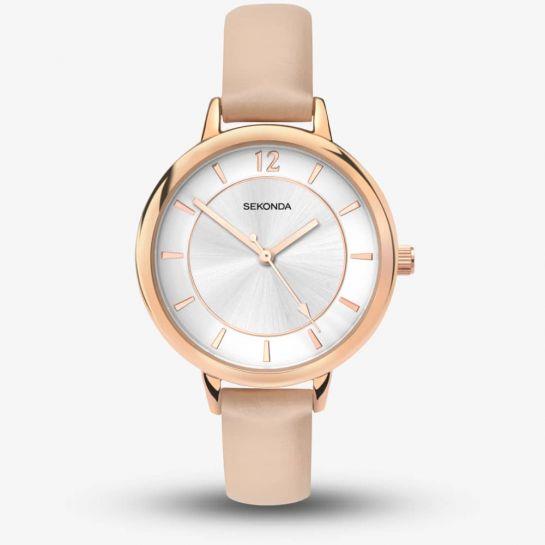 Sekonda Ladies Summertime Editions Silver Dial Nude Leather strap Watch - 2137