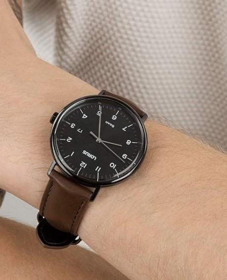 Lorus Mens Black Date Dial Brown Leather Strap Watch RH985MX9 BRAND NEW BUT NEEDS BATTERY